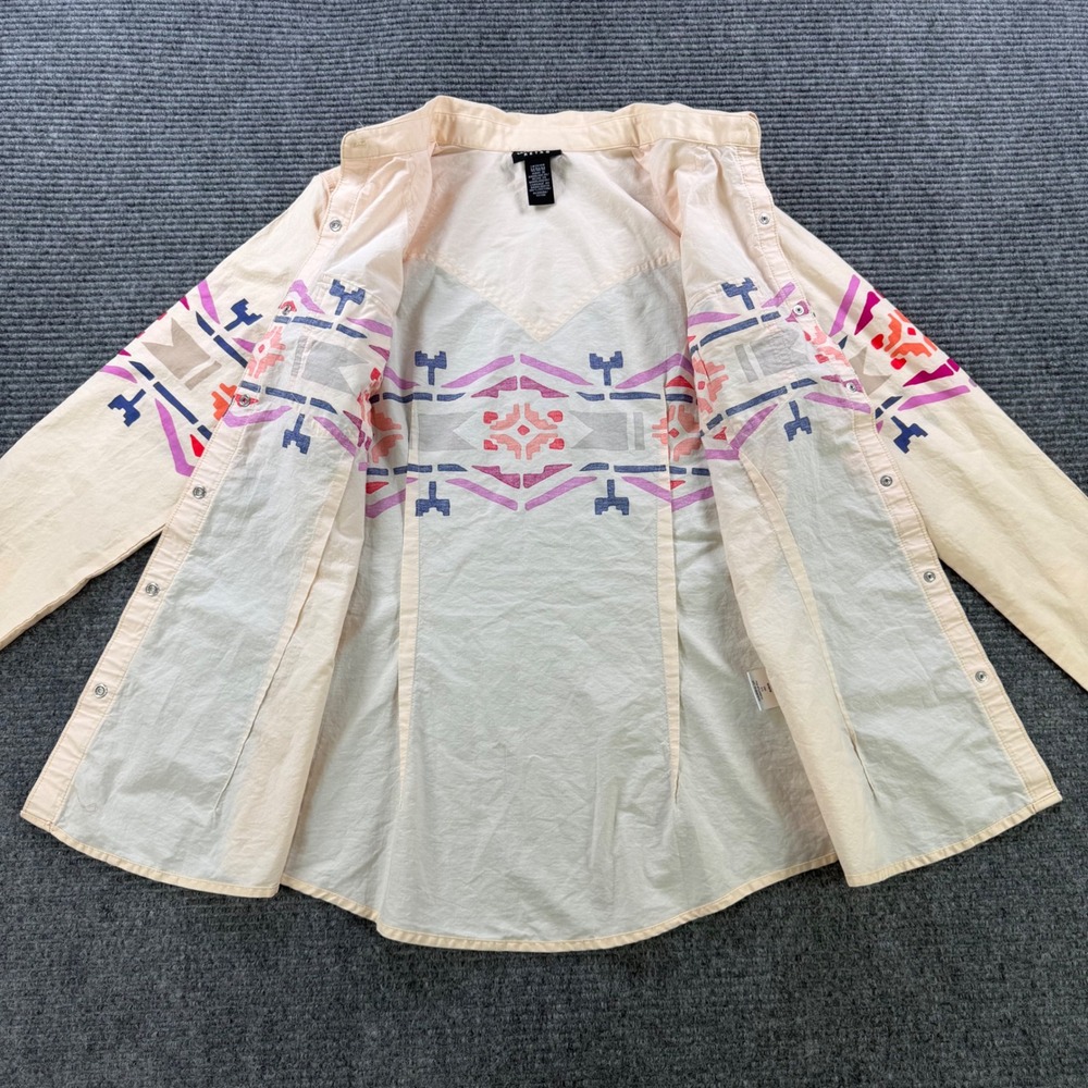 Wrangler Retro Womens Peach Southwestern Western Snap Shirt Womens Medium - Picture 4 of 12